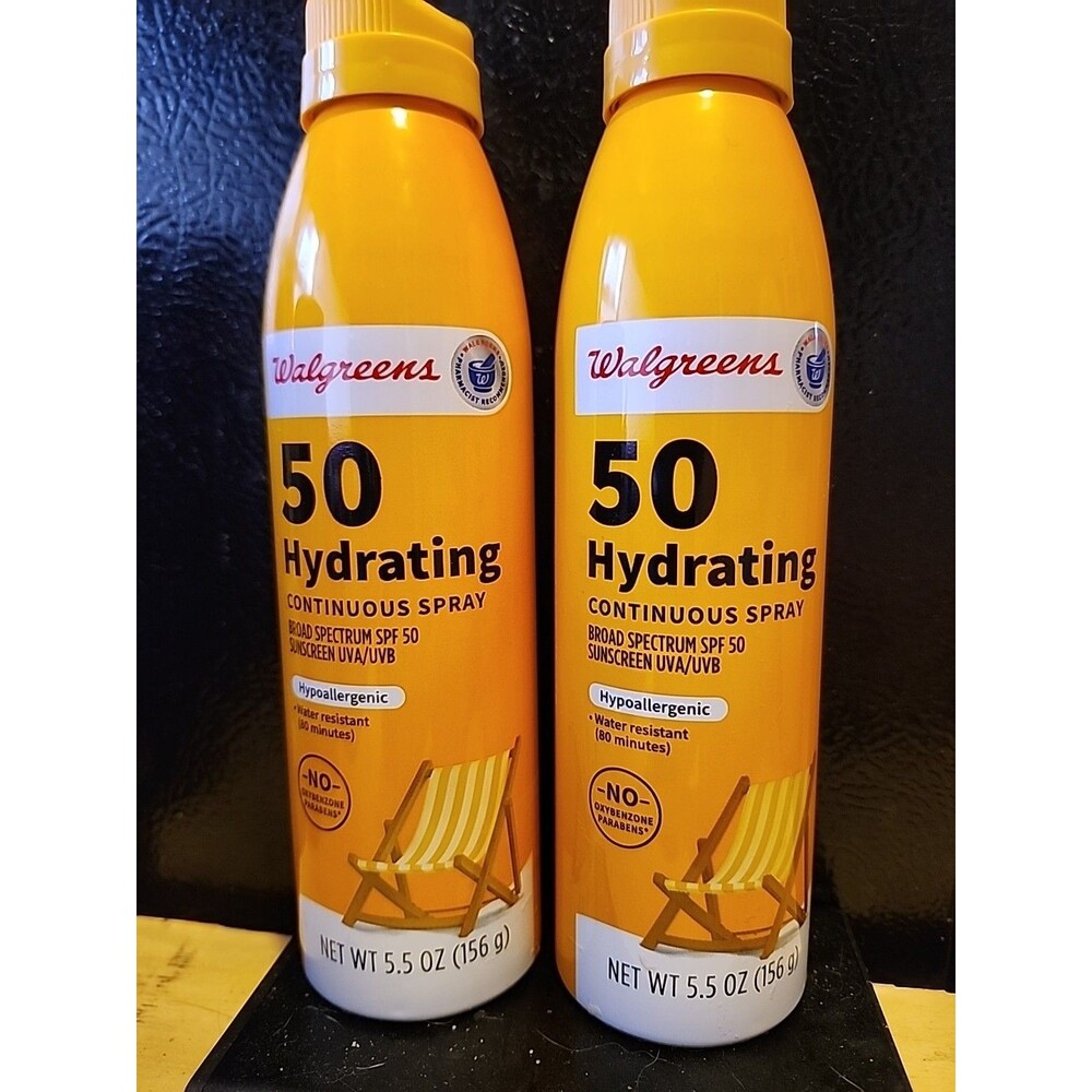 New lot of 2 Walgreens 50 Hydrating Continuous Spray Sunscreen- 5.5 oz Free Ship